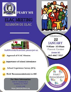 ¡Únase a nosotras para nuestra primera reunión ELAC de 2026!